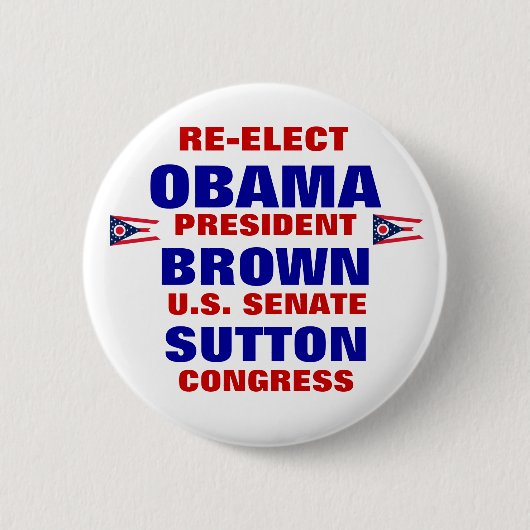 Ohio für Obama Brown Sutton Button (Vorderseite)