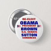 Ohio für Obama Brown Sutton Button (Vorne & Hinten)
