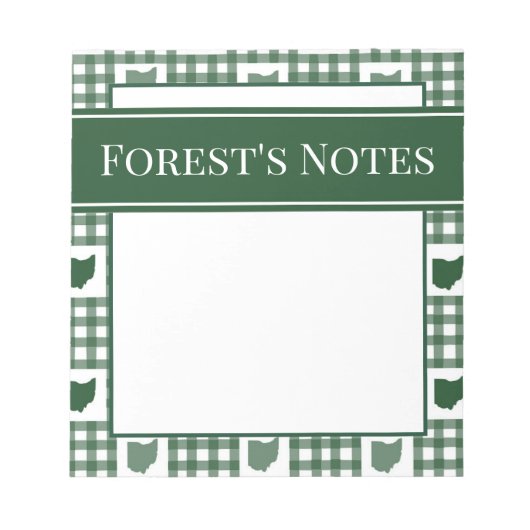 Ohio Green Gingham Notizblock (Vorderseite)