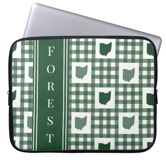Ohio Grün Gingham Laptopschutzhülle (Vorderseite)