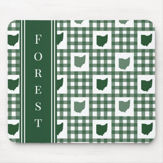 Ohio Grün Gingham Mousepad (Vorne)