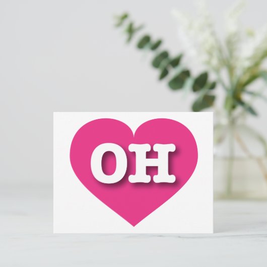 Ohio Hot Pink Heart - I Liebe OH Postkarte (Stehend Vorderseite)