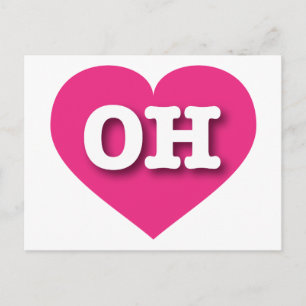 Ohio Hot Pink Heart - I Liebe OH Postkarte
