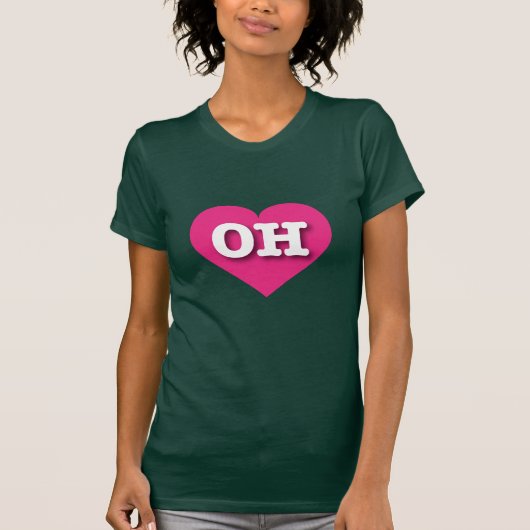 Ohio Hot Pink Heart - I Liebe OH T-Shirt (Vorderseite)