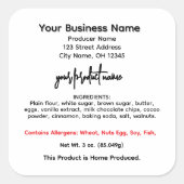 Ohio-Hütte-Lebensmittelkennzeichen Quadratischer Aufkleber (Vorderseite)