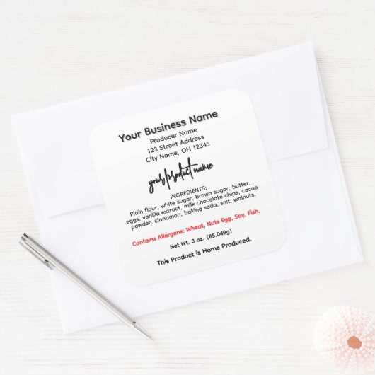 Ohio-Hütte-Lebensmittelkennzeichen Quadratischer Aufkleber (Umschlag)