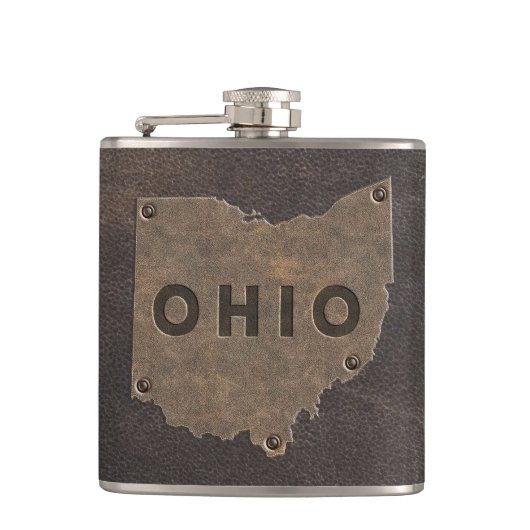 Ohio Imitats Leather Mit Monogramm Flachmann (Vorderseite)
