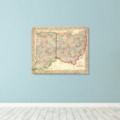 Ohio, Indiana Map von Mitchell Leinwanddruck (Insitu (Holzboden))