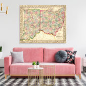 Ohio, Indiana Map von Mitchell Leinwanddruck (Insitu (Wohnzimmer))