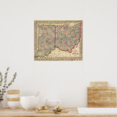 Ohio, Indiana Map von Mitchell Poster (Küche)