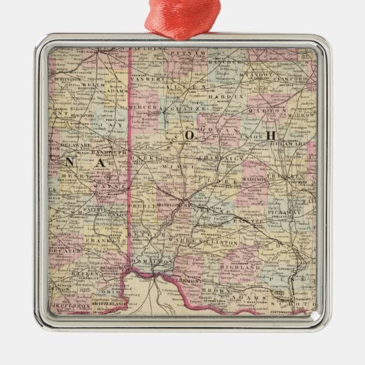 Ohio, Indiana Silbernes Ornament (Vorne)
