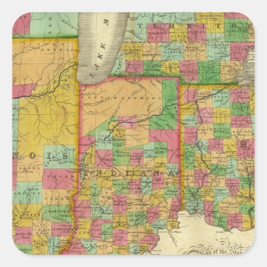 Ohio, Indiana und Illinois Quadratischer Aufkleber (Vorderseite)