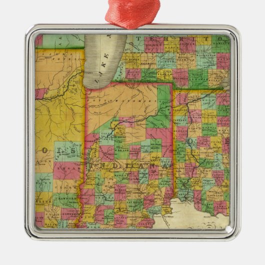 Ohio, Indiana und Illinois Silbernes Ornament (Vorne)
