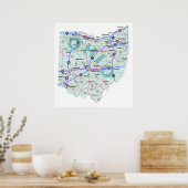Ohio Interstate Map Print Poster (Küche)