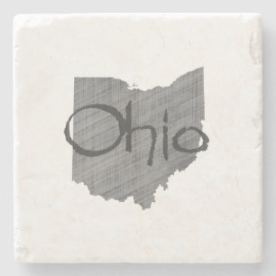 Ohio-Karte in Form eines Vintage-Grauen Tafelbilds Steinuntersetzer