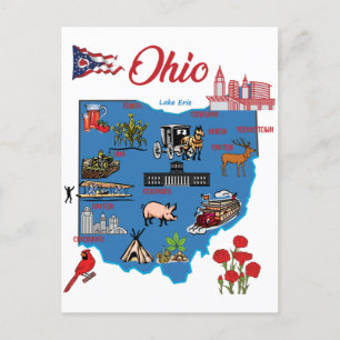 Ohio Karte mit den wichtigsten Städten Touristenzi