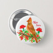 Ohio Liebe Weiblicher Kardinal Geranias Button (Vorne & Hinten)