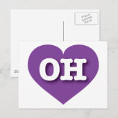 Ohio Lila Heart - I Liebe OH Postkarte (Vorne/Hinten)