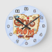 Ohio Mama Runde Wanduhr (Vorderseite)