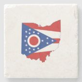 Ohio Map Shaped Buckeye State Flag Ohioan Steinuntersetzer (Vorderseite)