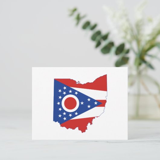 Ohio Map Shaped State Flag US Flagge Postkarte (Stehend Vorderseite)