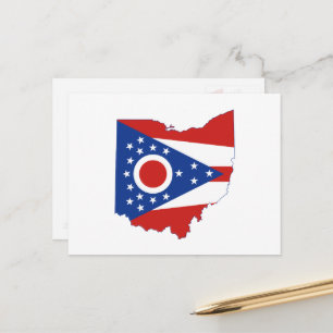 Ohio Map Shaped State Flag US Flagge Postkarte
