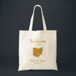Ohio Map Wedding Welcome Bag Tasche Gold<br><div class="desc">Hochzeitswochenende Begrüßungsgeschenktasche für Gäste aus der Stadt zu Ihrer Hochzeit,  mit dem Bild von Ohio,  mit dem Herzen können Sie an der genauen Lage platzieren. Fülle die Tasche mit deinen Lieblingsgoodies.</div>