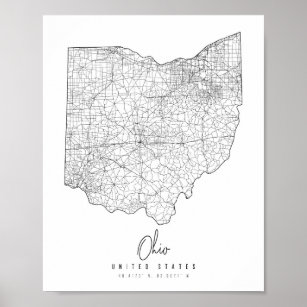 Ohio Minimal Street Map Poster
