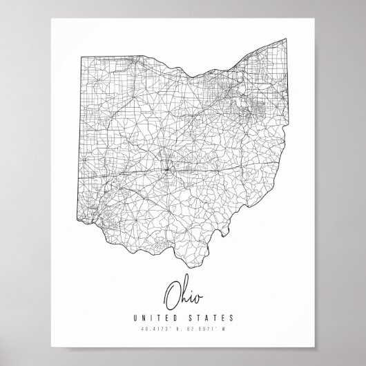 Ohio Minimal Street Map Poster (Vorne)
