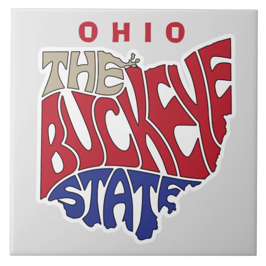 Ohio Nickname Word Art Fliese (Vorderseite)