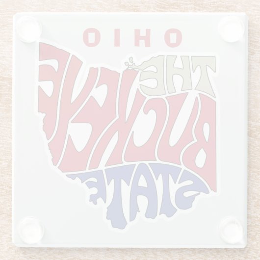 Ohio Nickname Word Art Glasuntersetzer (Rückseite)