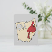 Ohio OH Karte & Kardinal Bird Cartoon Art Motto (Stehend Vorderseite)