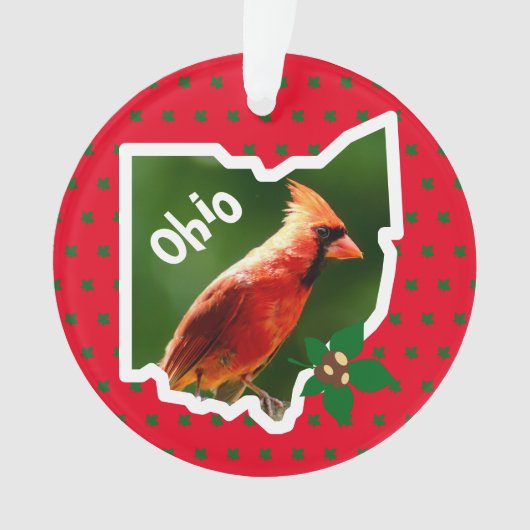 Ohio Pride Weihnachts-Kardinal und Buckeye Ornamen Ornament (Vorderseite)