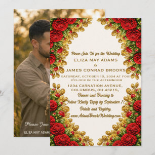 Ohio Red Carnation Hochzeitseinladung mit vertikal Save The Date