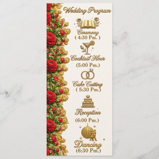 Ohio Red Carnation Hochzeitsprogrammkarte Programm (Vorderseite)