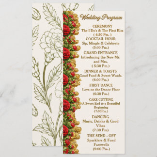 Ohio Red Carnation Hochzeitsprogrammkarte Programm