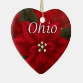 Ohio Red Poinsettia Herz Keepake Ornament (Rechts)