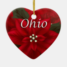 Ohio Red Poinsettia Herz Keepake Ornament