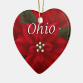 Ohio Red Poinsettia Herz Keepake Ornament (Links)