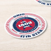 Ohio Red White Blue Typografie Runder Pappuntersetzer (Angewinkelt)