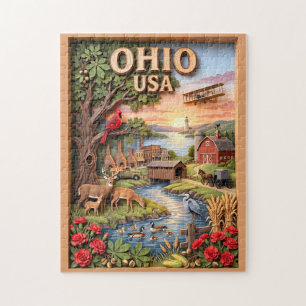 Ohio Reise 3D geschichtete Landschaft Wildtiere So Puzzle