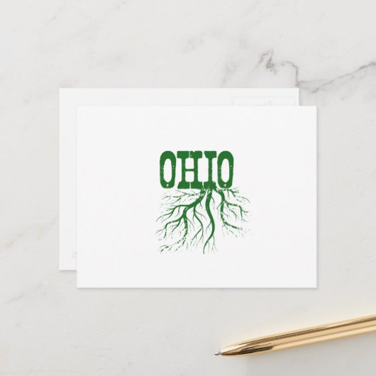 Ohio Rooted Green Ohioan Tree Roots Buckeye Postkarte (Vorderseite/Rückseite Beispiel)