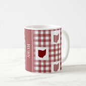 Ohio Rot Gingham Kaffeetasse (VorderseiteRechts)