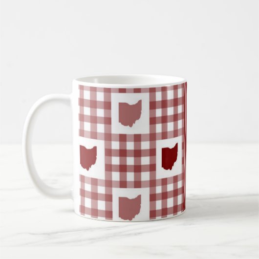 Ohio Rot Gingham Kaffeetasse (Links)