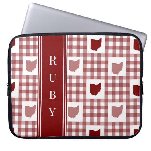 Ohio Rot Gingham Laptopschutzhülle (Vorderseite)