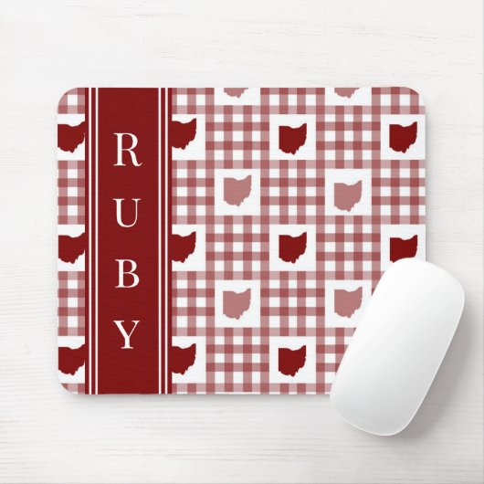 Ohio Rot Gingham Mousepad (Mit Mouse)