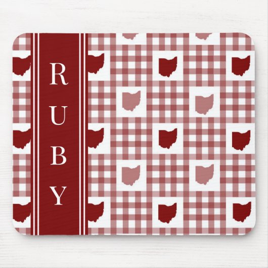 Ohio Rot Gingham Mousepad (Vorne)