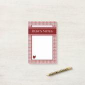 Ohio Rot Gingham Post-it Klebezettel (Auf Schreibtisch)