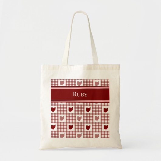 Ohio Rot Gingham Tragetasche (Vorne)