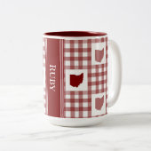 Ohio Rot Gingham Zweifarbige Tasse (VorderseiteRechts)